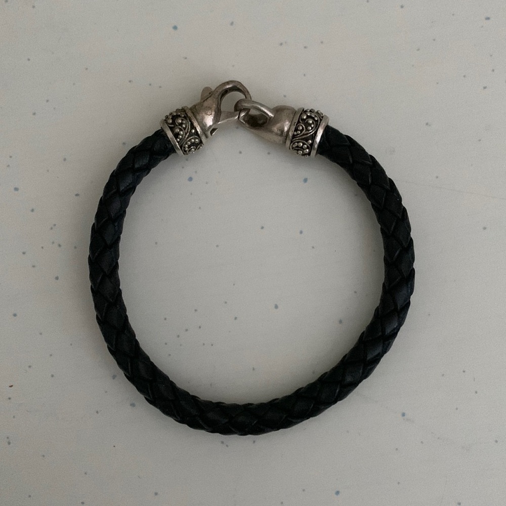 Leather and silver bracelet